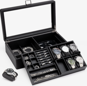 goedkoop horlogebox-opbergdoos-sieraden-vlando-zwart