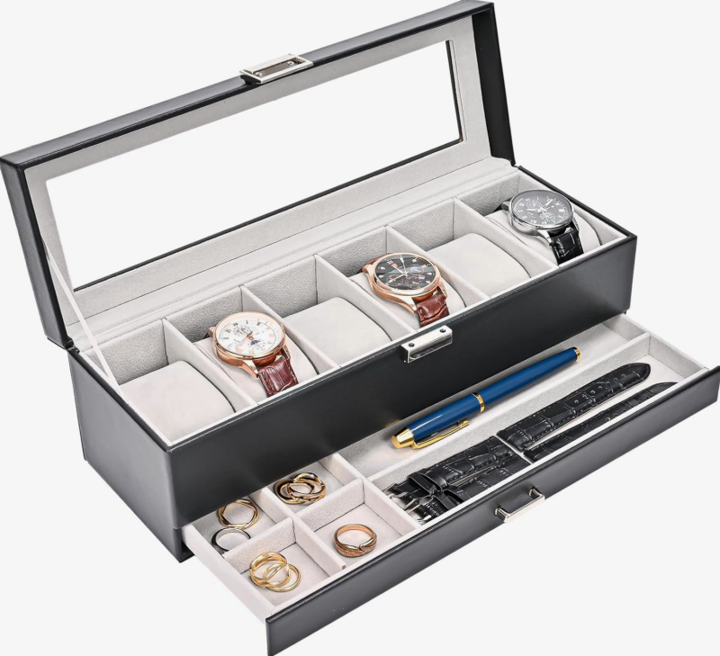 kwaliteit-horlogebox-lades-sieraden-zwart