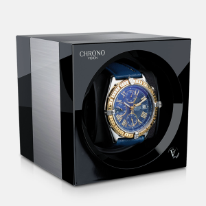laatste model automatische-horlogeopwinder-chronovision-one-zwart-glanzend-geborsteld-aluminium
