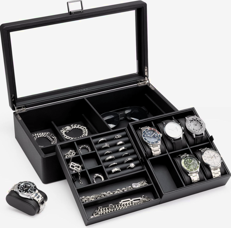 laatste model-horlogebox-opbergdoos-sieraden-vlando-zwart