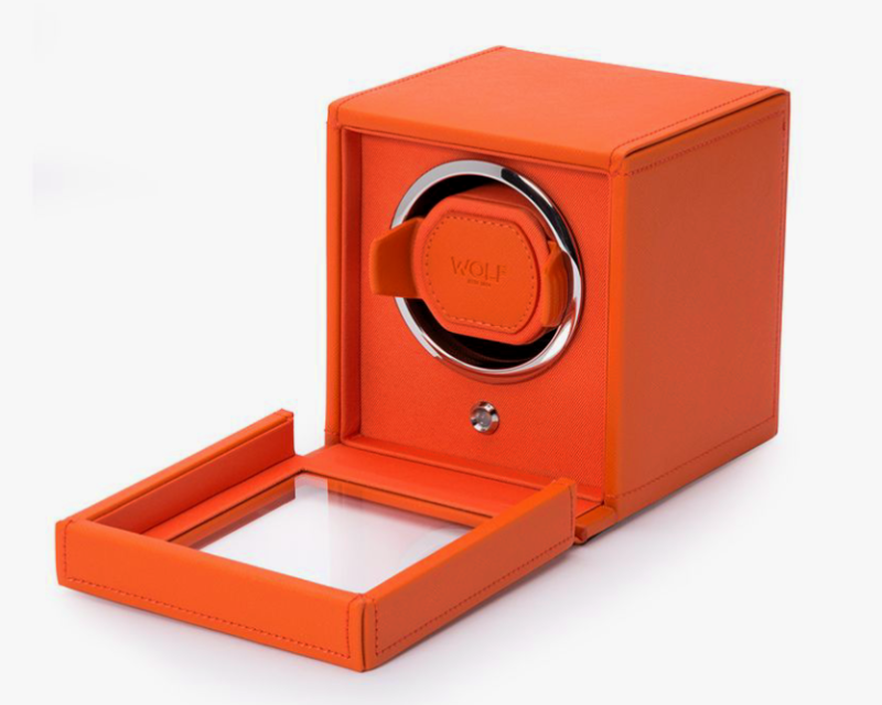 modern ontwerp-automatische-horlogeopwinder-oranje-kubus