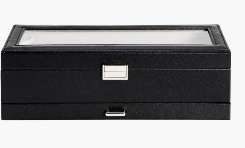 modern ontwerp-horlogebox-lades-sieraden-zwart